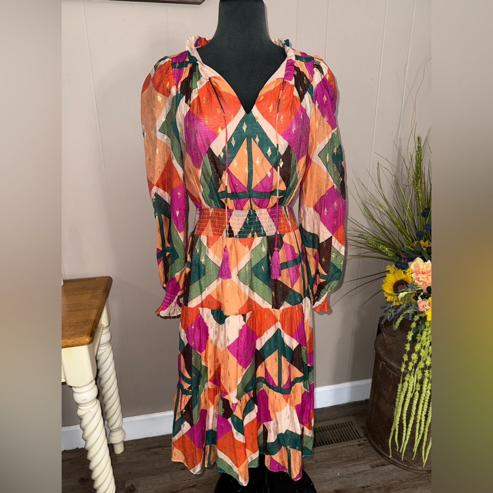 Jade Melody Tam • Geo Midi Cinched Waist Dress